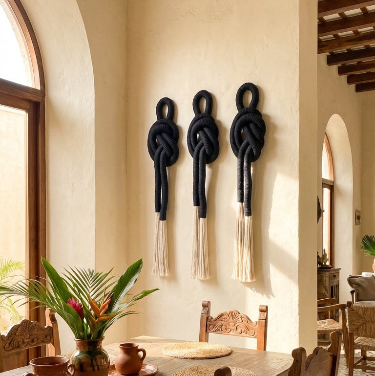 Juego de nudos monocromático - Sakal Macramé