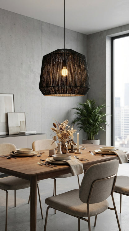 Lámpara Domo Negra - Sakal Macramé